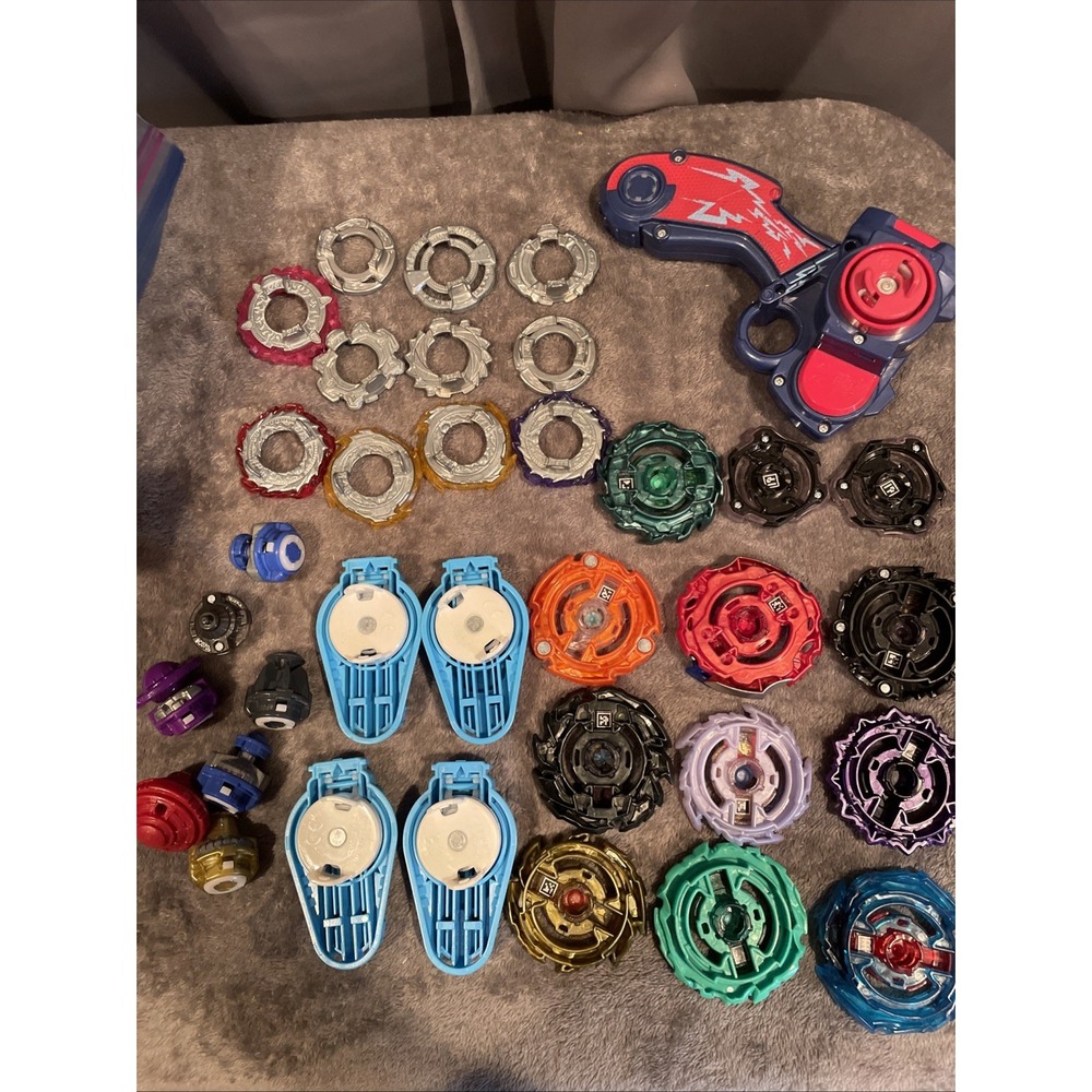 Huge Beyblade Lot 12 Burst Tops Electronic XTS Galaxy Launcher, 7 Tips 11 Metal